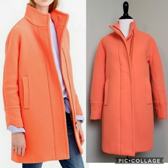 J. Crew Jackets & Blazers - J. Crew Neon Orange Wool Stadium Cloth Cocoon Coat